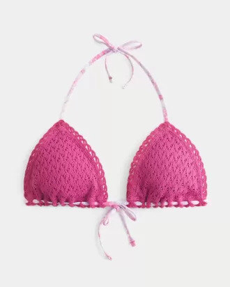 Top de bikini triunghi în stil croșetat