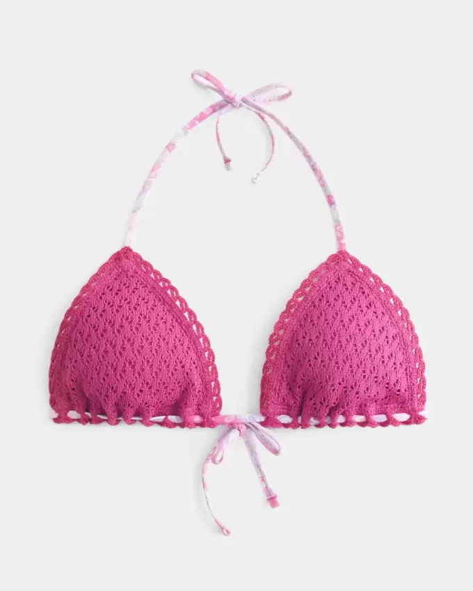 Top de bikini triunghi în stil croșetat