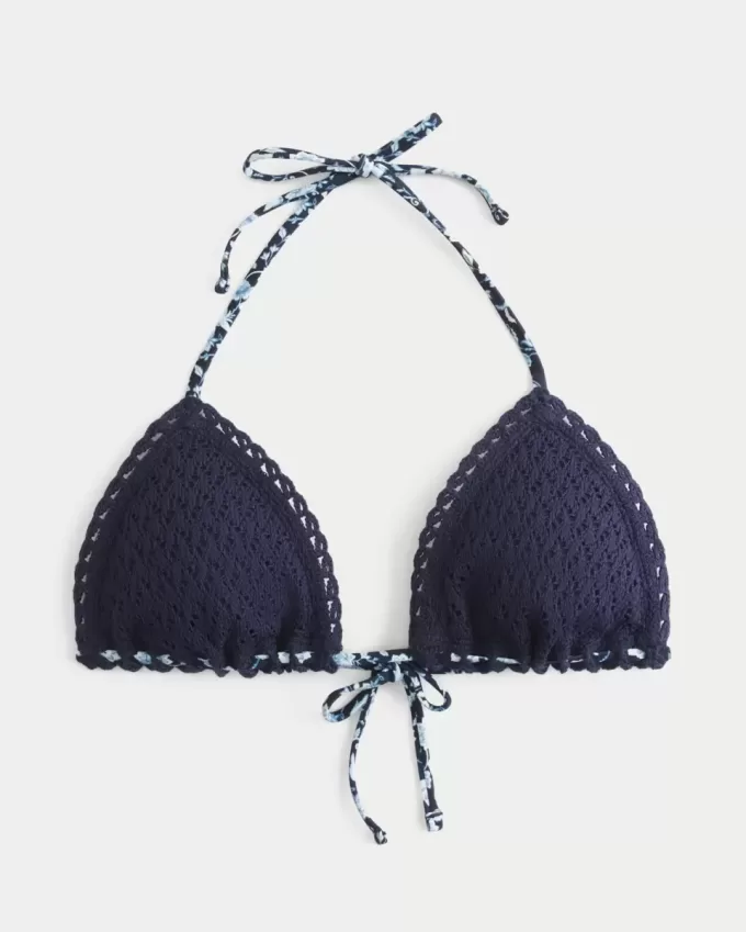 Top de bikini triunghi în stil croșetat