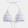 Top de bikini triunghi smocked Halter Top de bikini triunghi smocked Halter