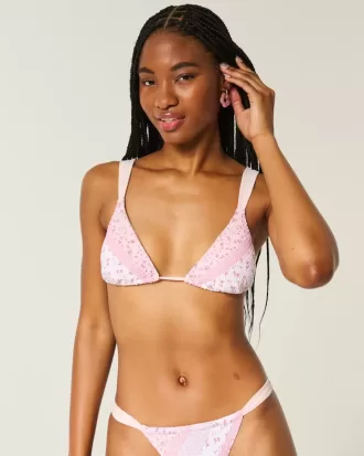 Top de bikini triunghi smocked peste umeri