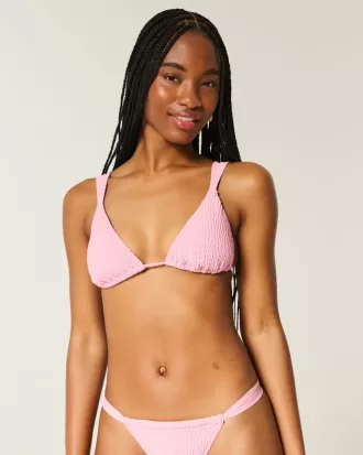 Top de bikini triunghi smocked peste umeri
