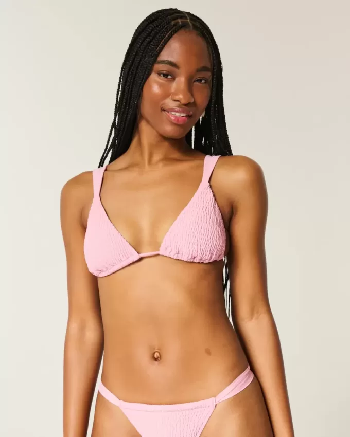 Top de bikini triunghi smocked peste umeri Top de bikini triunghi smocked peste umeri
