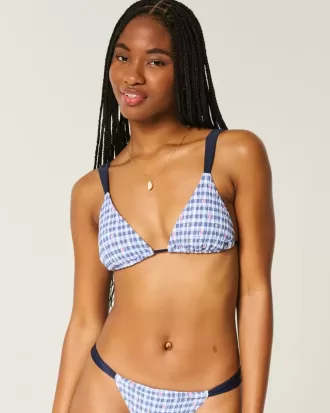 Top de bikini triunghi smocked peste umeri
