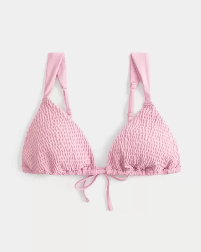 Top de bikini triunghi smocked peste umeri Top de bikini triunghi smocked peste umeri