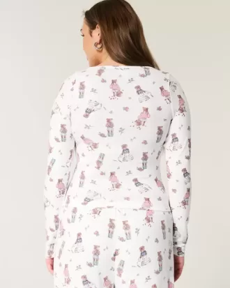 Top de pijama confortabil cu model de urs