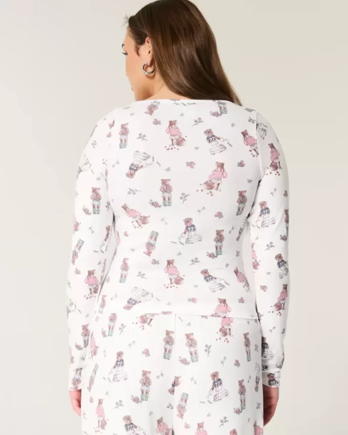 Top de pijama confortabil cu model de urs Top de pijama confortabil cu model de urs