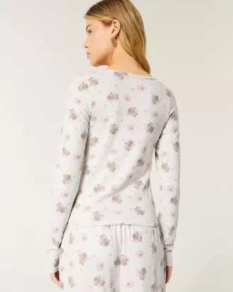Top de pijama confortabil cu model de urs