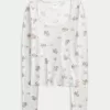 Top de pijama confortabil cu model de urs Top de pijama confortabil cu model de urs
