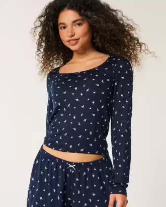 Top de pijama confortabil cu model floral
