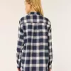 Top de pijama de flanel cu maneca lunga Top de pijama de flanel cu maneca lunga