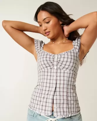 Top din poplin stretch cu mâneci scurte Top din poplin stretch cu mâneci scurte