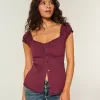 Top din poplin stretch cu mâneci scurte Top din poplin stretch cu mâneci scurte