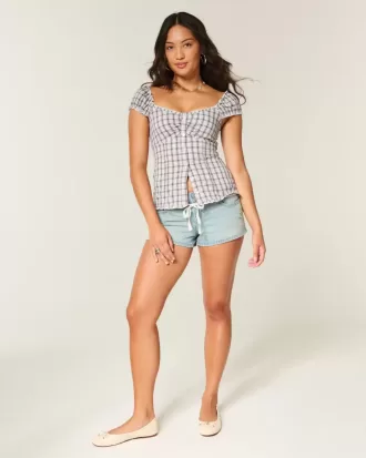 Top din poplin stretch cu mâneci scurte Top din poplin stretch cu mâneci scurte