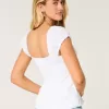 Top din poplin stretch cu mâneci scurte Top din poplin stretch cu mâneci scurte