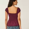 Top din poplin stretch cu mâneci scurte Top din poplin stretch cu mâneci scurte