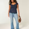 Top din poplin stretch cu mâneci scurte Top din poplin stretch cu mâneci scurte