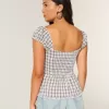 Top din poplin stretch cu mâneci scurte Top din poplin stretch cu mâneci scurte