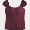 Top din poplin stretch cu mâneci scurte Top din poplin stretch cu mâneci scurte