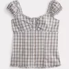 Top din poplin stretch cu mâneci scurte Top din poplin stretch cu mâneci scurte
