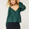 Top pentru babydoll cu bust rucat ușor Top pentru babydoll cu bust rucat ușor