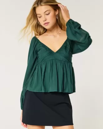 Top pentru babydoll cu bust rucat ușor