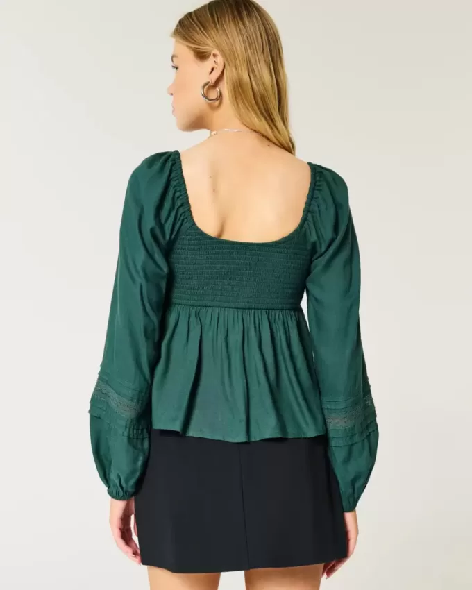 Top pentru babydoll cu bust rucat ușor Top pentru babydoll cu bust rucat ușor