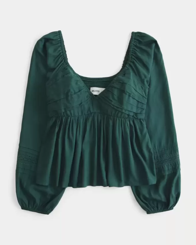 Top pentru babydoll cu bust rucat ușor Top pentru babydoll cu bust rucat ușor