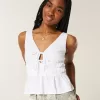 Top peplum cu cravată în amestec de in Top peplum cu cravată în amestec de in