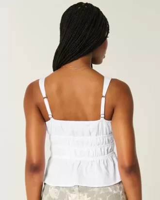 Top peplum cu cravată în amestec de in