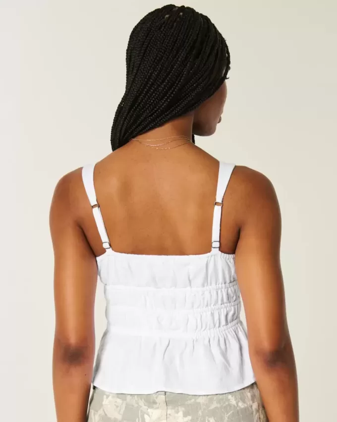 Top peplum cu cravată în amestec de in Top peplum cu cravată în amestec de in