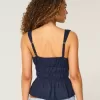 Top peplum cu cravată în amestec de in Top peplum cu cravată în amestec de in