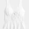 Top peplum cu cravată în amestec de in Top peplum cu cravată în amestec de in