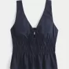 Top peplum cu cravată în amestec de in Top peplum cu cravată în amestec de in