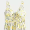 Top peplum cu cravată în amestec de in Top peplum cu cravată în amestec de in