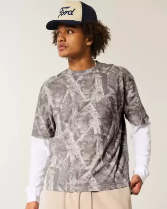 Tricou Boxy Crop Heavyweight Camo Crew