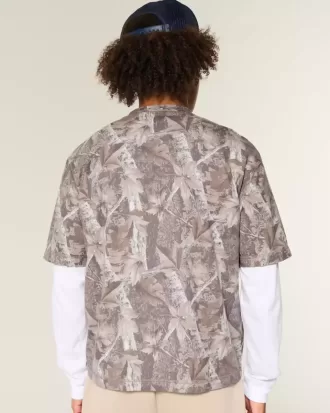 Tricou Boxy Crop Heavyweight Camo Crew