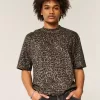 Tricou Boxy Crop Heavyweight cu imprimeu leopard Tricou Boxy Crop Heavyweight cu imprimeu leopard