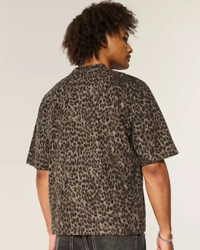 Tricou Boxy Crop Heavyweight cu imprimeu leopard Tricou Boxy Crop Heavyweight cu imprimeu leopard