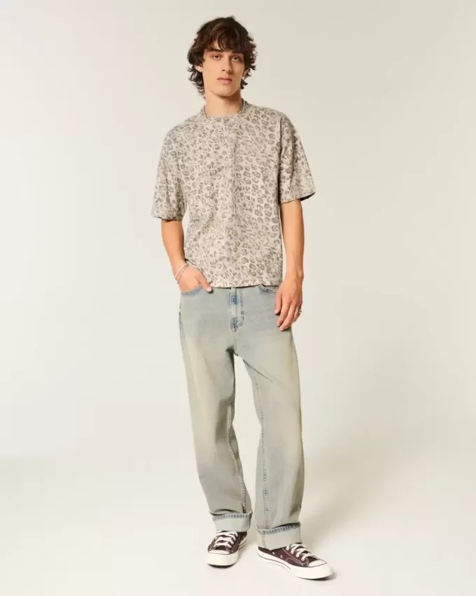 Tricou Boxy Crop Heavyweight cu imprimeu leopard Tricou Boxy Crop Heavyweight cu imprimeu leopard