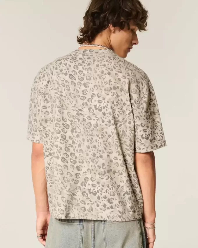 Tricou Boxy Crop Heavyweight cu imprimeu leopard Tricou Boxy Crop Heavyweight cu imprimeu leopard