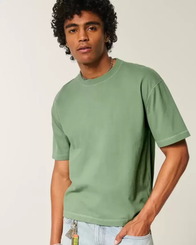 Tricou Boxy Crop Heavyweight Washed Crew Tricou Boxy Crop Heavyweight Washed Crew