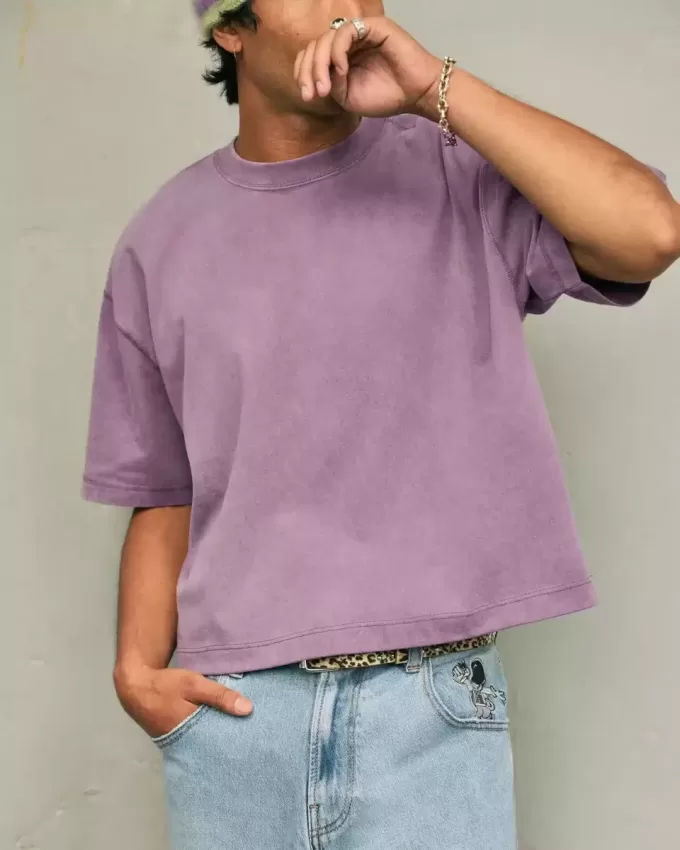Tricou Boxy Crop Heavyweight Washed Crew Tricou Boxy Crop Heavyweight Washed Crew