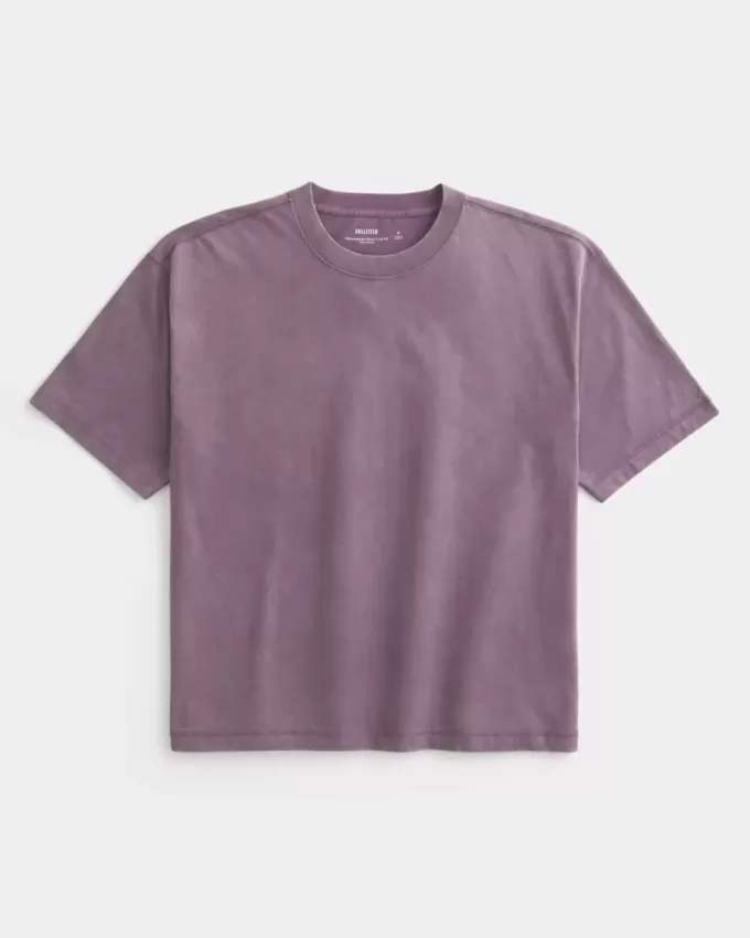 Tricou Boxy Crop Heavyweight Washed Crew Tricou Boxy Crop Heavyweight Washed Crew