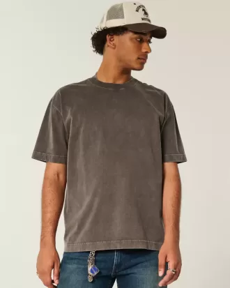 Tricou boxy, din bumbac spalat, cu greutate mare Tricou boxy, din bumbac spalat, cu greutate mare