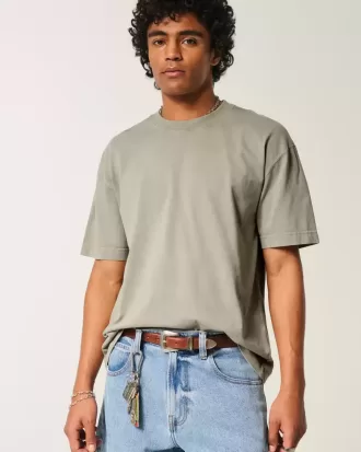 Tricou boxy, din bumbac spalat, cu greutate mare