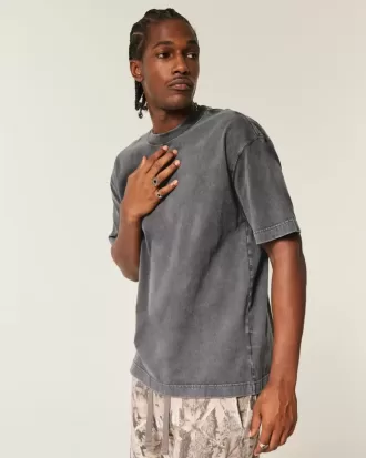 Tricou boxy, din bumbac spalat, cu greutate mare Tricou boxy, din bumbac spalat, cu greutate mare