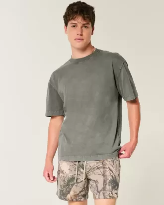 Tricou boxy, din bumbac spalat, cu greutate mare Tricou boxy, din bumbac spalat, cu greutate mare