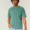 Tricou boxy, din bumbac spalat, cu greutate mare
