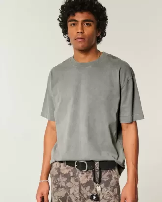 Tricou boxy, din bumbac spalat, cu greutate mare